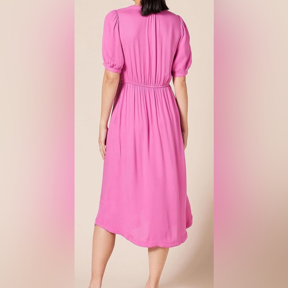 Amazon Essentials Pink Button-Front Midi Dress - Picture 2 of 9